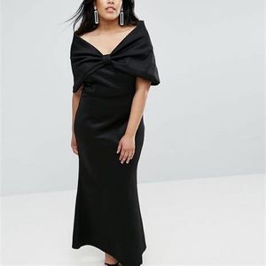 Club L Plus Bardot Bow Detail Maxi Dress